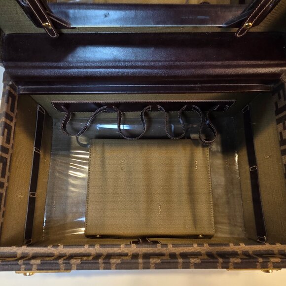 Rare Fendi Vintage Zucca Pattern Canvas Leather Jewelry Box/Handbag - Picture 9 of 16